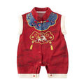 Red full moon baby boy clothes summer jumpsuit boy 100-day banquet 100-year-old banquet baby one-year-old catch zhou dress