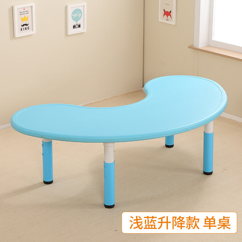 Children's table and chair set Kindergarten table and chair Baby painting game learning desk Plastic lifting moon creative table