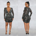 C6376 cross-border   fashion women's solid color mesh rhinestone temperament mini dress