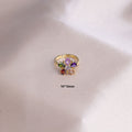 [titanium steel] necklace women's gemstone flower pendant ring earrings suit classy niche clavicle chain earrings jewelry