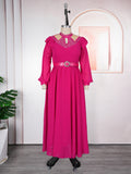 Aliexpress  plus size women's dress elegant fashion rhinestone belted chiffon evening gown
