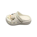 Bone white bouquet puff shoes flower clogs thick sole 6cmclassystereo spring and summer new arrival beach shoes outwear