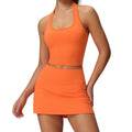 new tennis skirt set women's pocket sportswear two-piece outdoor running tight yoga outfit set