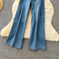 Commuting style casualsilm denim jumpsuit women's summerstraight-legpants sleeveless lapel button waist slimming look