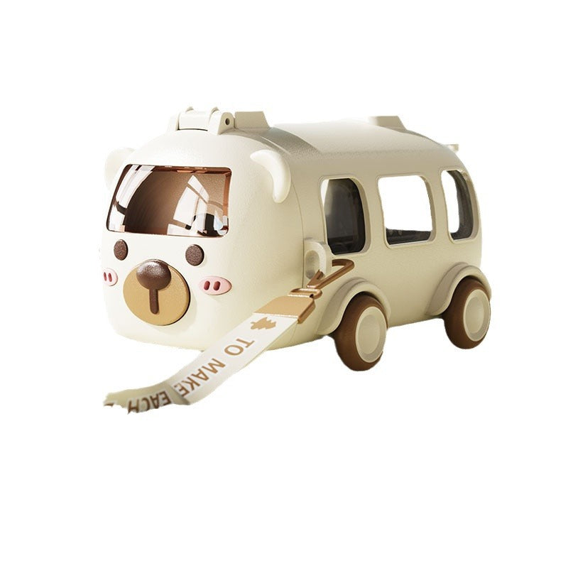 Summer baby bus water cup student kids sports cup large capacity plastic cup with straw plastic cup resistant to falling