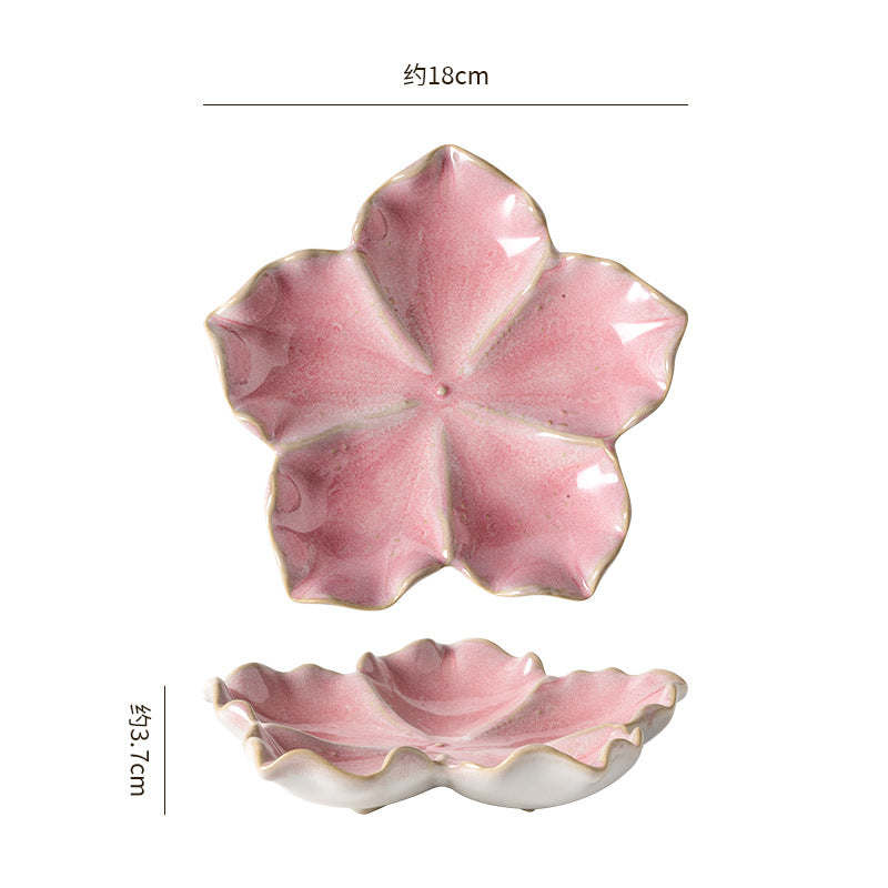 Insstylish five-pointed petal ceramic plate entrance jewelry display tray internet celebrity props storage plate
