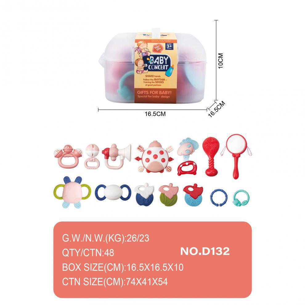 Cross-border export baby newborn toothpaste full moon gift box set 6 months--1-year-old baby hand rattle toy