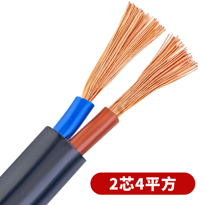 Pearl River wire and cable sheathed wire RVV 2 /3 /4 core square national standard pure copper core soft power cord 100 meters
