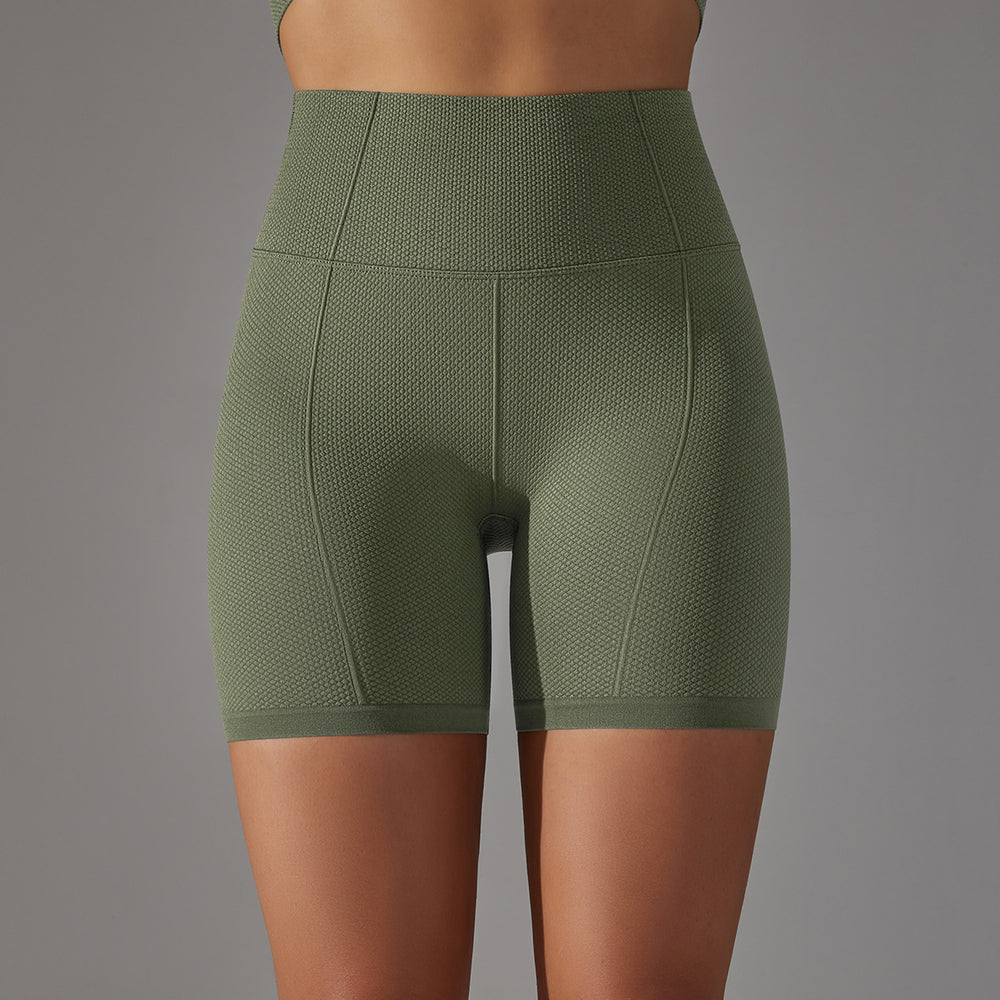 European and american cross-border new seamless five-piece jacquard knit yoga set - high-waisted, butt-lifting leggings, workout outfit