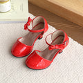 Vancahao girls' leather shoes - new spring/autumn collection - mid-to-large size children's shoes - red princess shoes - student performance/dance shoes