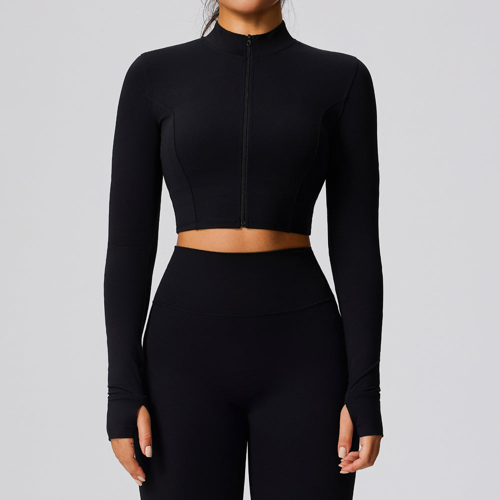 European and american autumn/winter zip-up yoga jacket for women, outdoor running long sleeve fitness jacket, cloud-feel quick-dry activewear yoga top