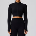 European and american autumn/winter zip-up yoga jacket for women, outdoor running long sleeve fitness jacket, cloud-feel quick-dry activewear yoga top