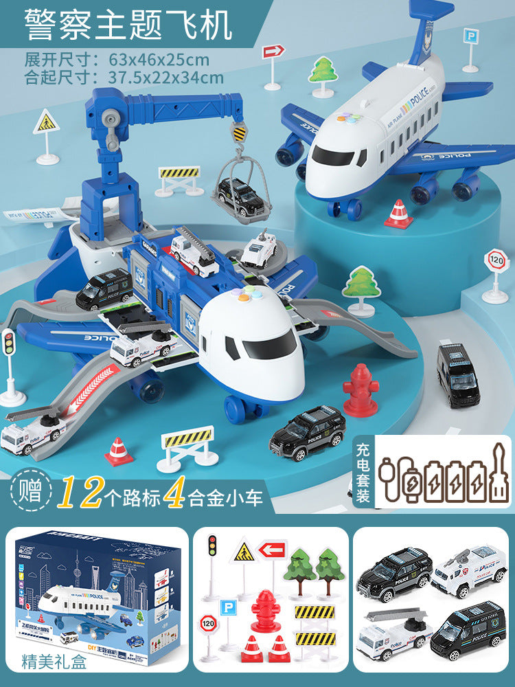 Kids' big airplane toy transforming track set - educational car model for boys, ages 3-6, perfect 4th birthday gift, cross-border e-commerce