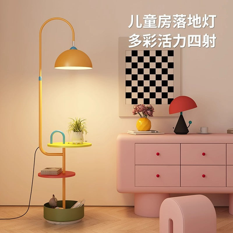 Memphis floor lamp - new living room accent light for sofa, decorative ambient lighting, kids' room bedside table lamp with integrated storage, coffee table lamp