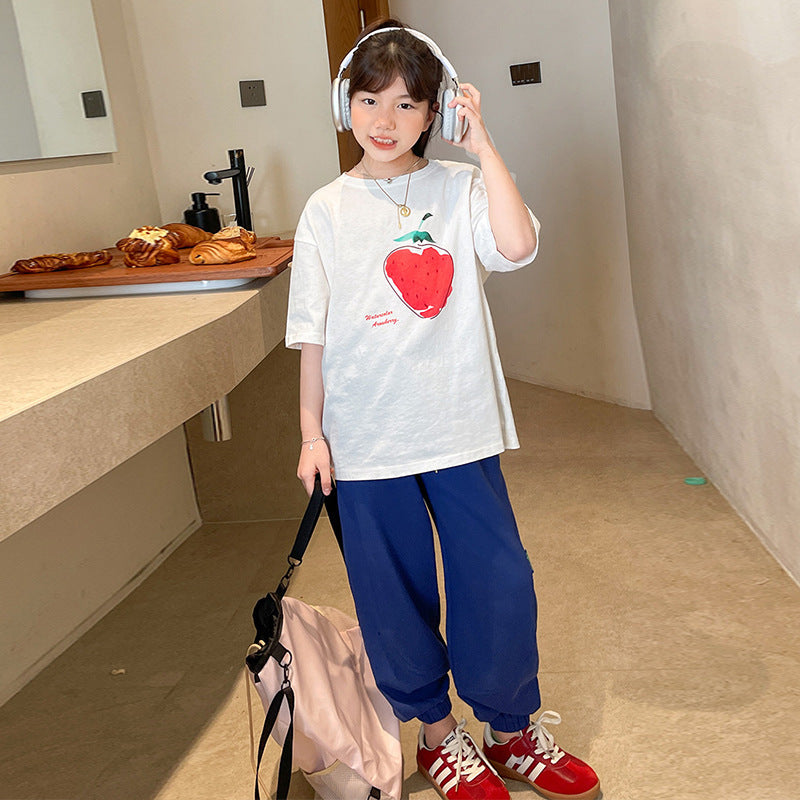 Girls' spring collection : new t-shirts for girls, middle and big kids, spring/autumn base layers, versatile tops for children, korean style