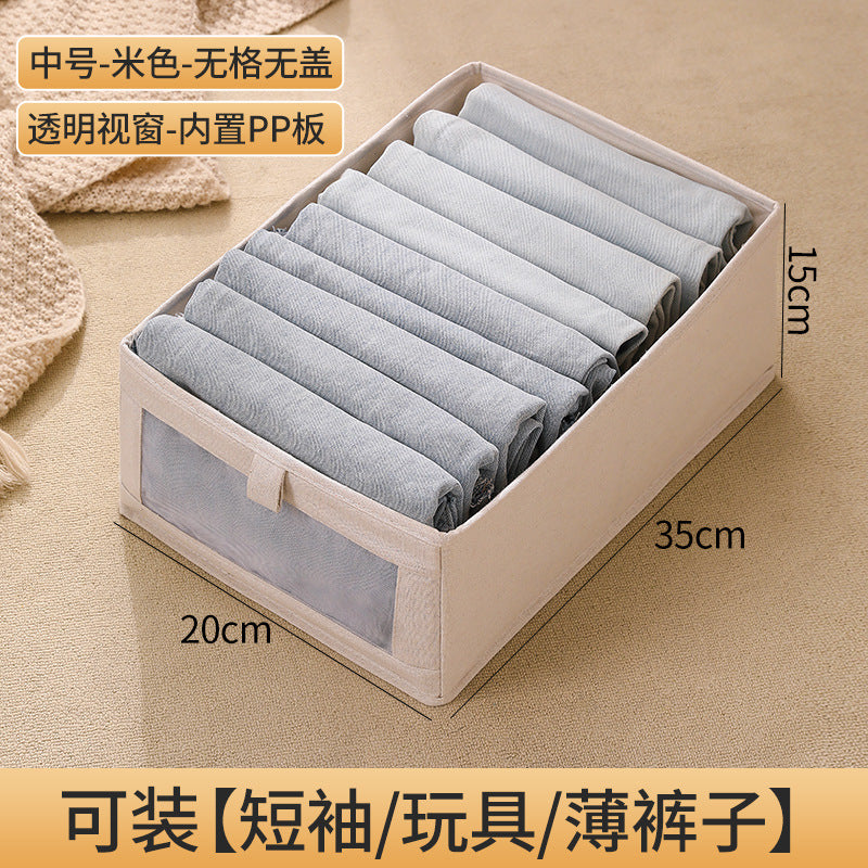 Fabric windowable cotton and linen storage box wardrobe storage finishing large clothes storage box toys foldable wholesale