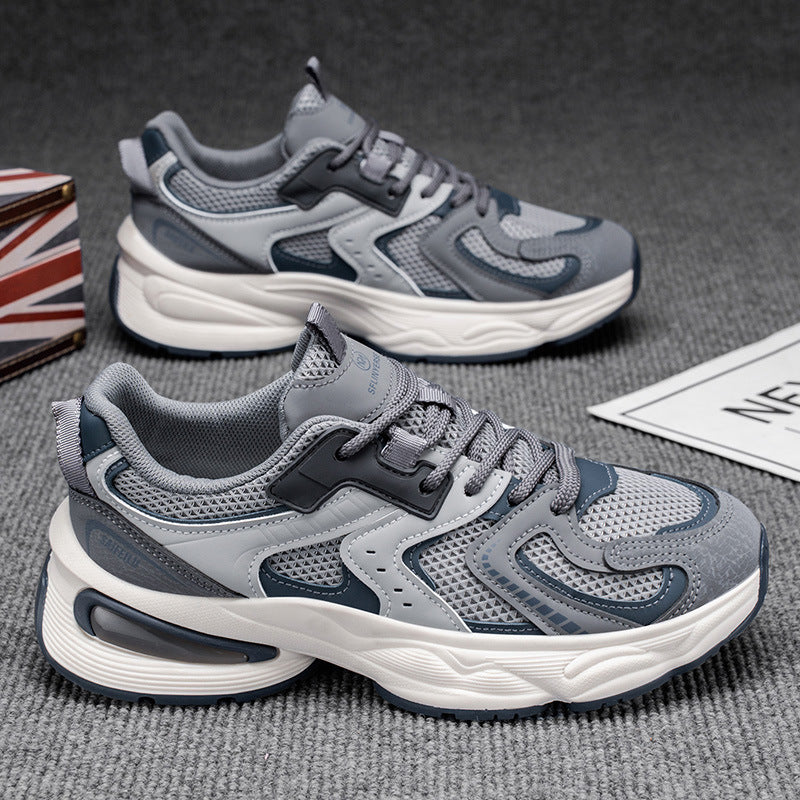 Spring men's shoes 2026 new men's versatile non-slip chunky sole athletic casual running shoes mesh breathable dad shoes