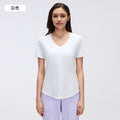 Women's yoga short-sleeve running t-shirt - loose fit, slimming, workout top - summer lightweight - d26087