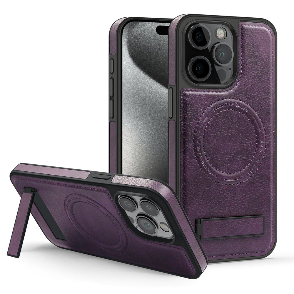 Leather stand foreign trade model compatible with iphone 16 phone case apple 17 pro max crystal shield magnetic protective cover 14