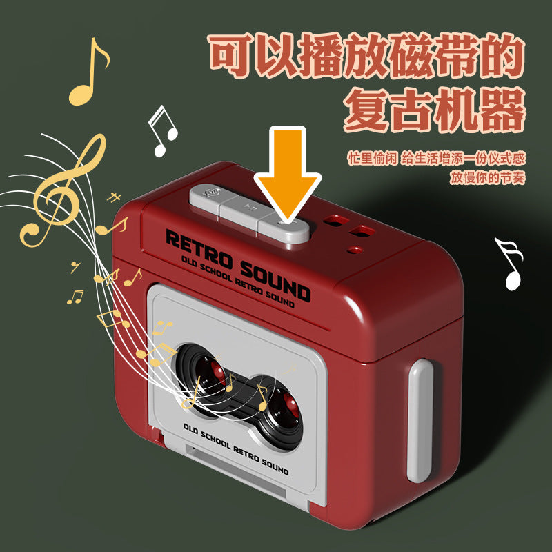 New mini retro cassette player - plays music & recordings, fun music box, compact & portable, hanging ornament