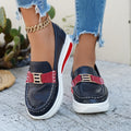 spring new arrivalplus sizethick sole women's shoes casualflats women's metal buckle slip-on   dropshipping
