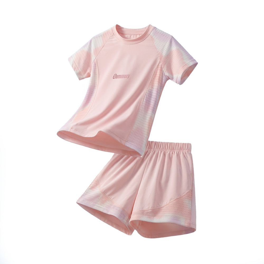 summer new arrival: kids' quick-dry sports set - ice silk mesh breathable two-piece outfit for boys and girls (short sleeve)