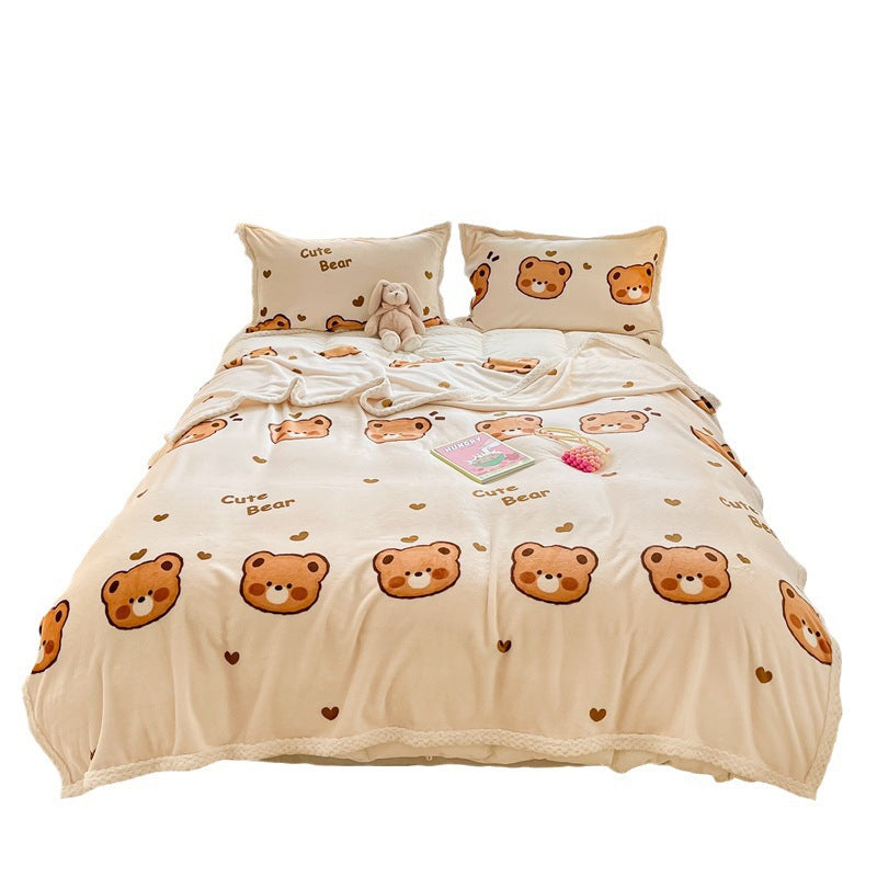 Winter flannel blanket thickened warm coral fleece blanket milk fleece nap blanket office blanket wholesale