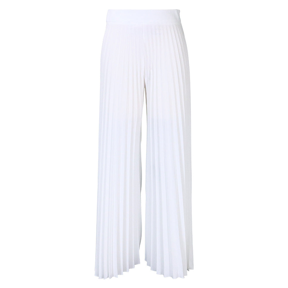 C8536 cross-border independent station new arrival summer european and american women's fashion elegant pleated pants high waistexport wide leg pants