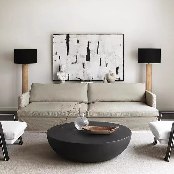 Cream Wind Small Apartment Detachable Sofa Living Room Wabi Wind Straight Row Three-person B & B Hotel Fabric Sofa