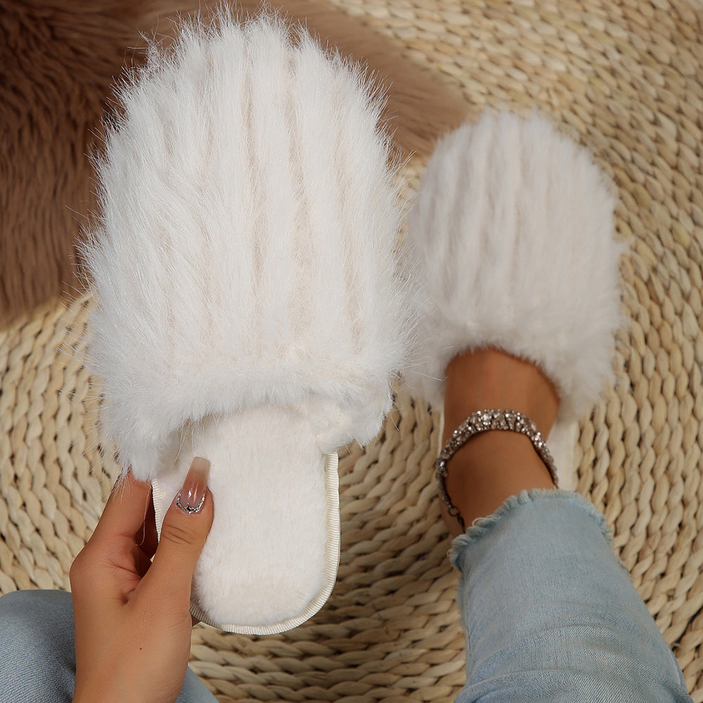 Thick sole fur slippers for women 2024winternew arrivalpopular high-looking toe-cap stain-resistant outwear cotton slippers cross-border carefully selected