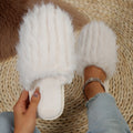 Thick sole fur slippers for women 2024winternew arrivalpopular high-looking toe-cap stain-resistant outwear cotton slippers cross-border carefully selected