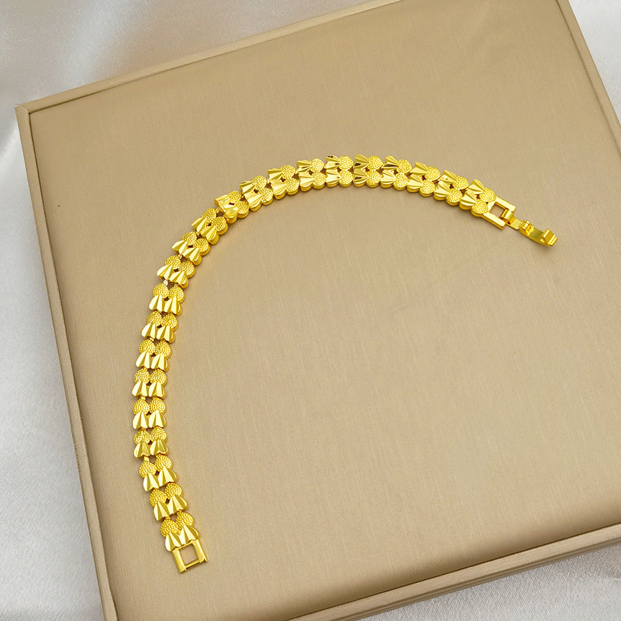 Vietnam gold-plated double heart bracelet - minimalist fashion bangle for women, personalized gift