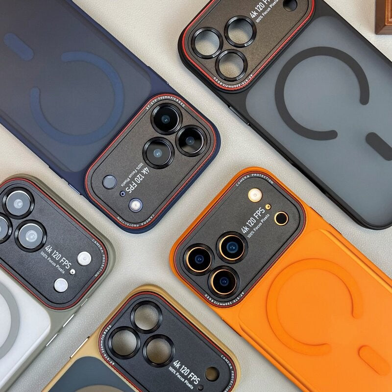 Lycra matte skin feel magnetic compatible iphone 17 case, iphone 16, iphone 15 large window premium protective cover
