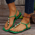 summer metal decorated french fashion versatile beach vacation flip-flops women's flat thong sandals