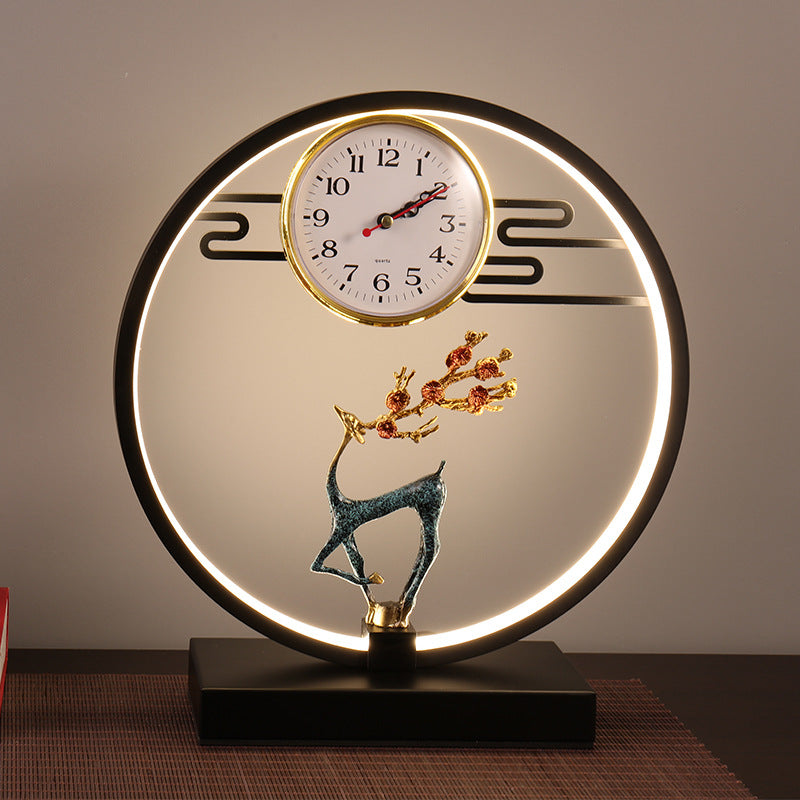 Creative stylish table lamp bedroom bedside lamp clock ornament remote control usb multi-function deer touch lamp