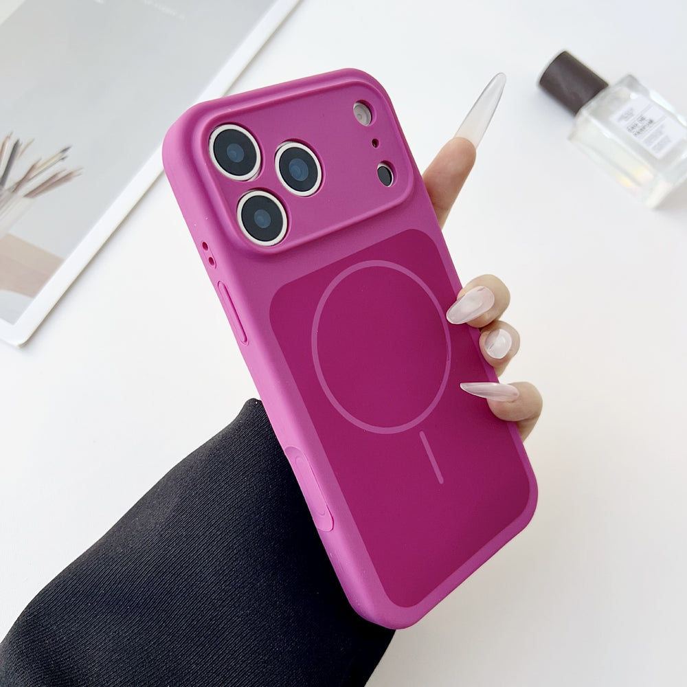 Fine hole two-color thin circle magnetic liquid silicone apple 17promax mobile phone case suitable for iphone16 skin-feeling case