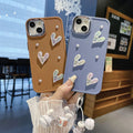 Suitable for apple 16pro metal photo frame pearl heart mobile phone case iphone7p/xr pure color protective cover