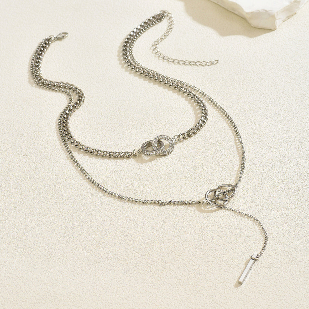 Long necklace wholesale european and american cross-border alloy diamond jewelry accessible luxury niche necklace women's tassel stacked clavicle chain