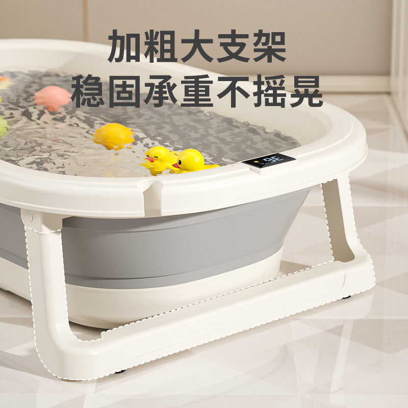 Baby temperature-sensitive foldable bathtub - infant & child bath tub - newborn & toddler home use - sit & lie down bath tub