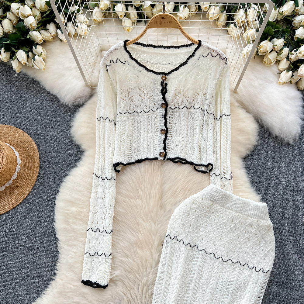 Fall and winter lazy style cable stitchsuit skirt for women chicloose high collar pulloversweater tight hip-covering skirt suit