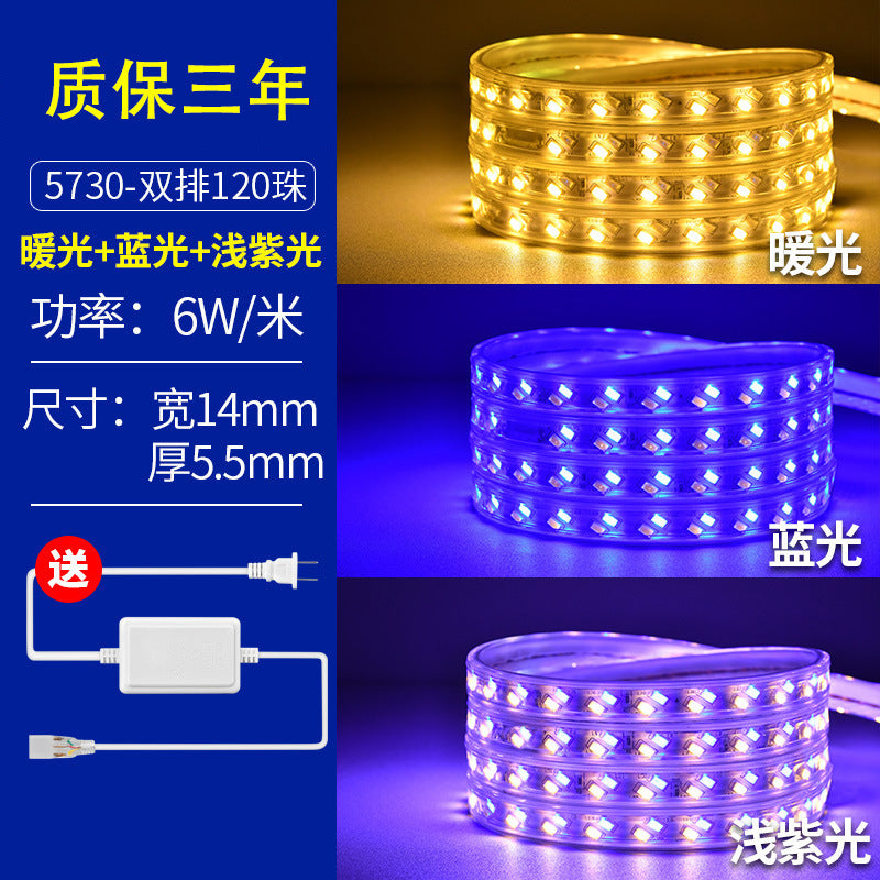 220v household outdoor waterproofled light strip super bright white light strip outdoor exterior wall construction site tunnel lighting