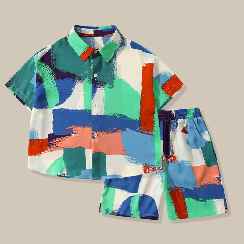 New summer children's clothing: stylish and trendy baby outfits, kids' shirts, summer cool short-sleeve two-piece sets - wholesale
