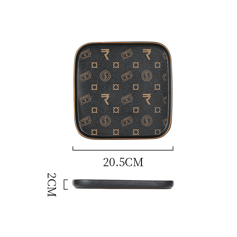 Creative black matte steak plate western dinner plate home nordic high-end dinner plate flat plate with rim restaurant hotel