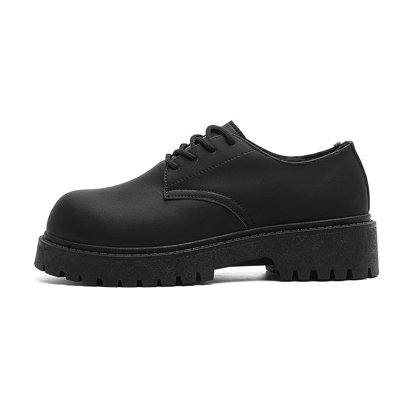 Derby shoes for men 2025new arrivalclassy casual leather shoes thick sole heightening big toe shoes fleece-linedheattech cotton shoes for men
