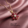 European and american fashion hot-selling copper inlaid zirconia non-fading flower necklace for women, light luxury fashionable versatile elegant clavicle chain jewelry