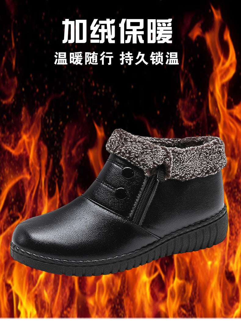 Ladieswear shoes cotton shoes women's winterfleece-linedheattech snow boots old beijing cloth shoes cotton middle-aged and elderly non-slipflats short boots