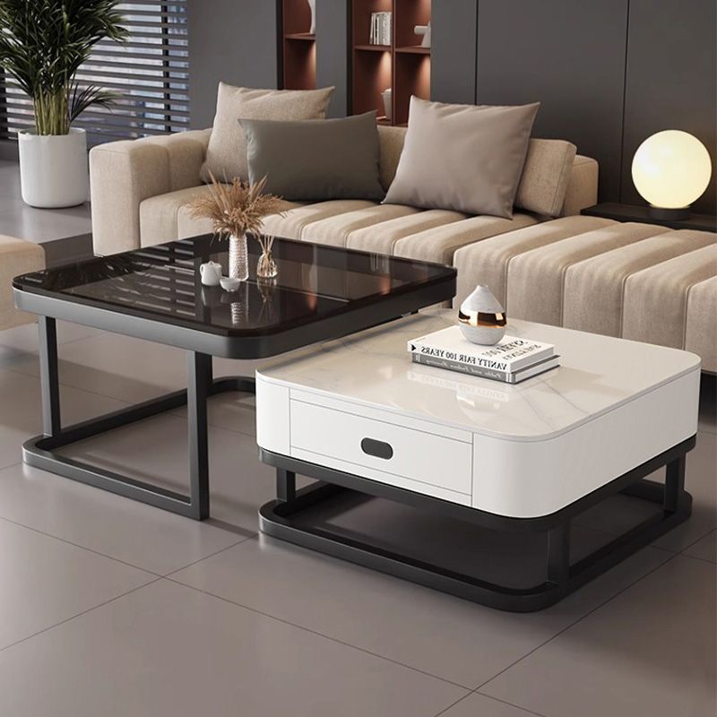 Rock slab coffee table for home living room small apartment coffee table casual modern new arrivalclassy glass retractable storage tea table