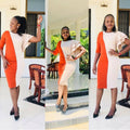 fashion african   hot-selling two-color patchwork asymmetrical sleeves belt dress
