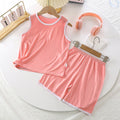 Kids' tank top set - lightweight modal loungewear for boys - sleeveless air conditioning suit - baby ice silk pajamas - summer boys' outfit