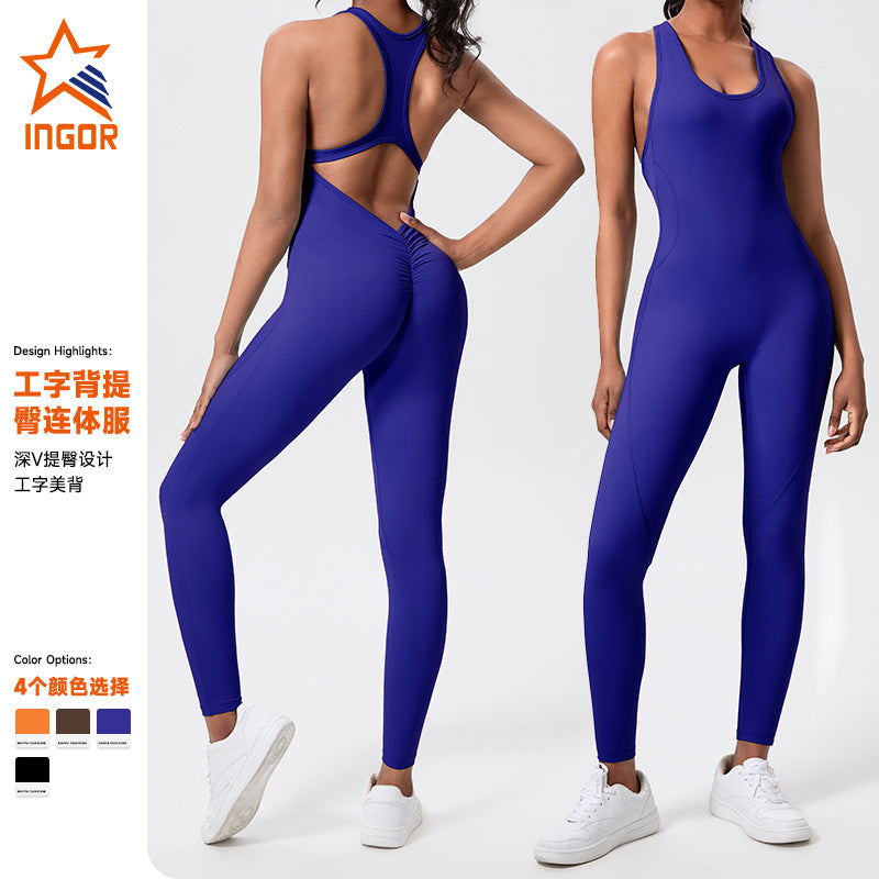 New arrival beautiful back sports yoga jumpsuit tight waist fitness wear guangzhou jinke sports goods co., ltd